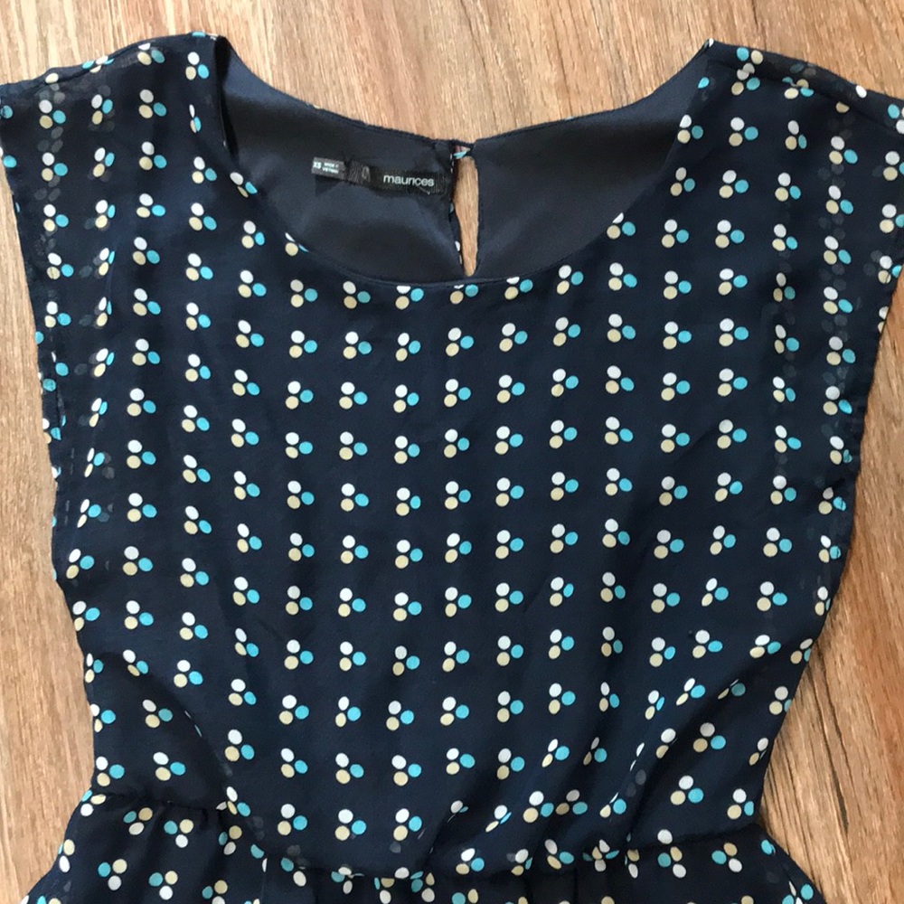 Maurices  XS Dressy/ Casual Navy Dot Lined EUC